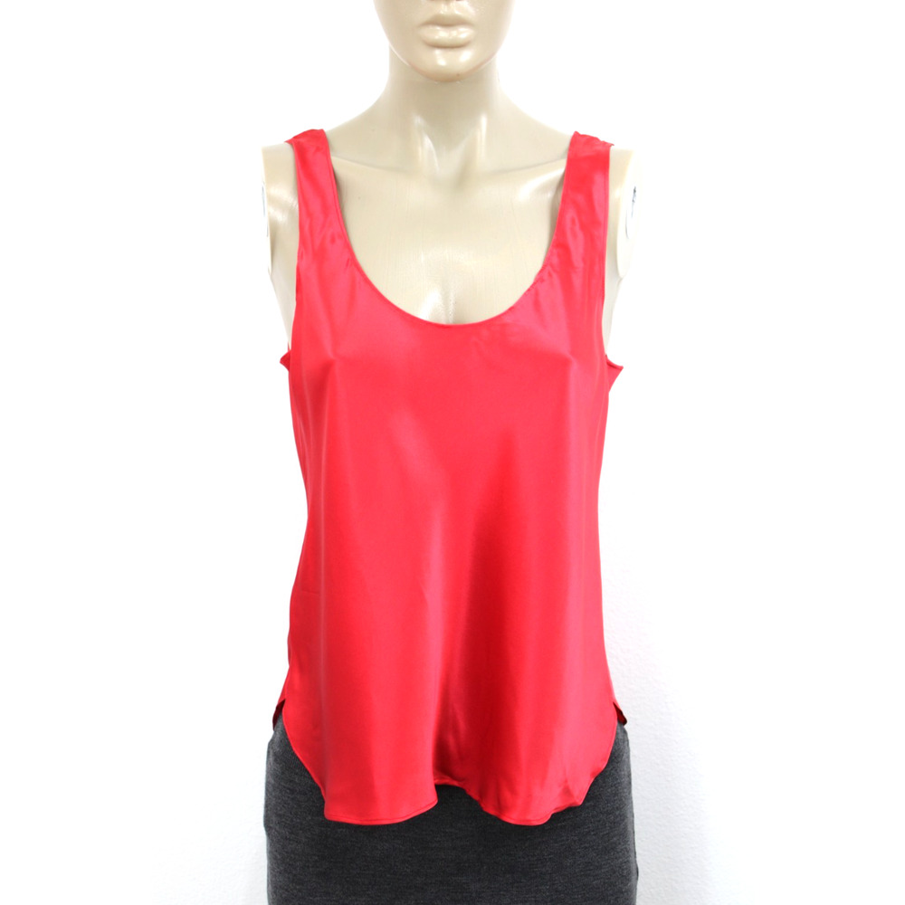 Treesha Cami Top Size L Tank 100% Silk Camisole Red